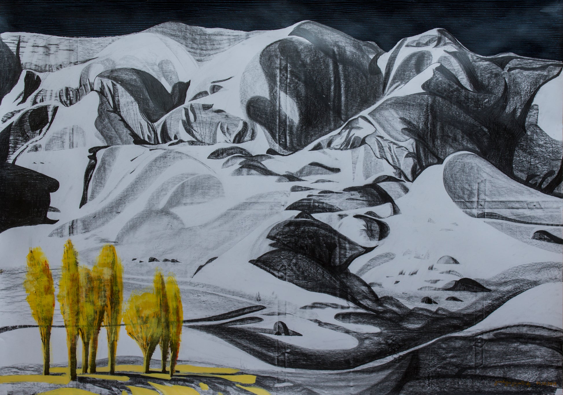 Pencil, acrylic &amp; watercolour pencil on paper George Gagoshidze
