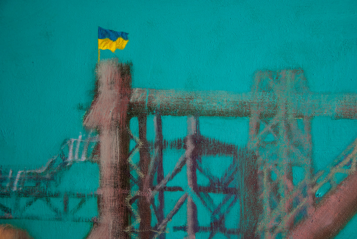 The dream of a Georgian volunteer during the siege of Azovstal -The dream of a Georgian volunteer after returning to the homeland.                     Oil on canvas.90 X 120 cm.        2026 George Gagoshidze